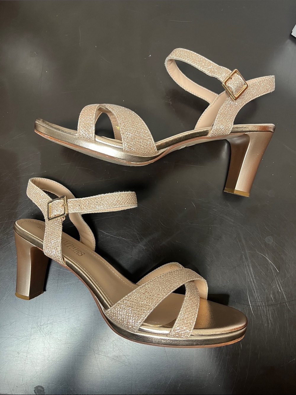 Dream Pairs Gold Strappy Block Heel Sandals